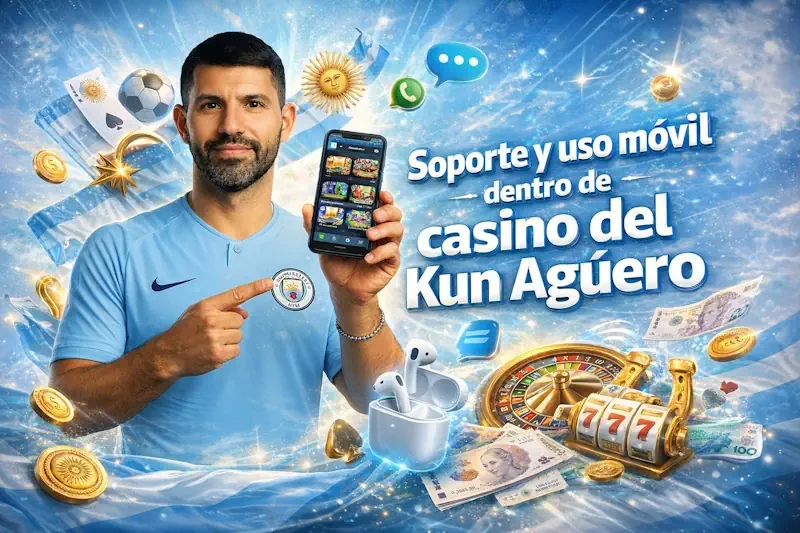 Soporte y uso móvil dentro de casino del Kun Aguero oficial